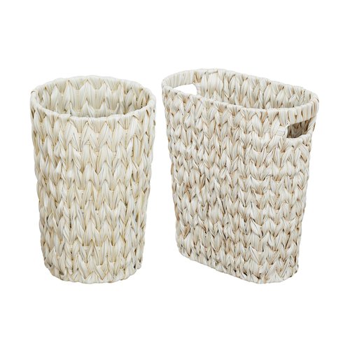 Coeusy Wicker Trash Can 2 Pack White