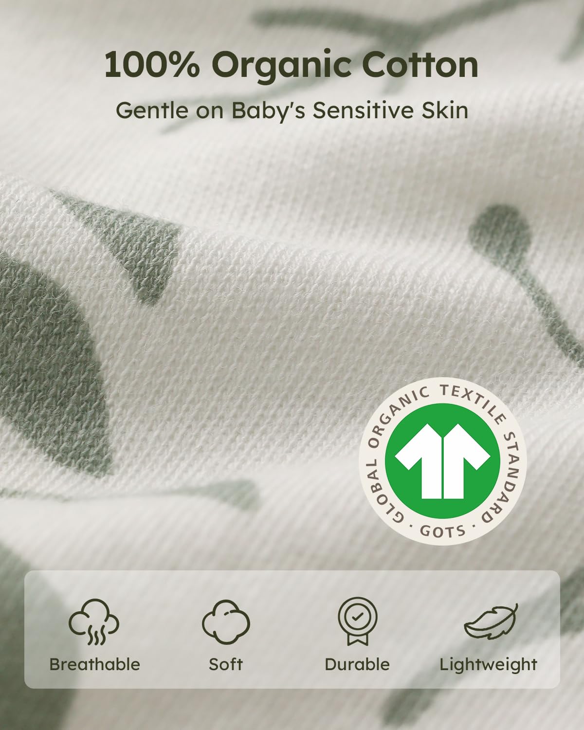 Yoofoss Baby Sleep Sack - 100% Organic Cotton Wearable Blanket for 18-24 Months | Lightweight 2-Way Zipper, TOG 0.5