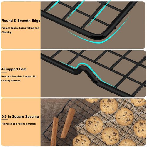 Hunnycook Stainless Steel Cooling Rack - 15.8” x 9.8” Oven Safe Baking Rack for Roasting & Grilling
