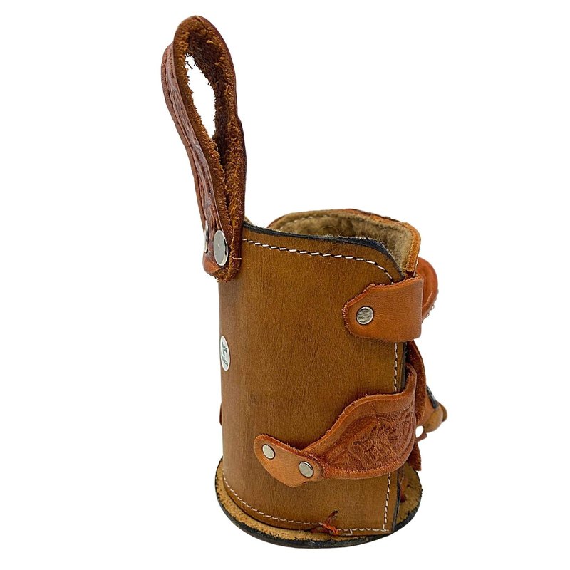 Needzo Can Holders for Beer, Belt Loop Genuine Leather Saddle Drink Carrier, Portable Beverage Holder, Western Holster, 12 oz, 6.5 Inches