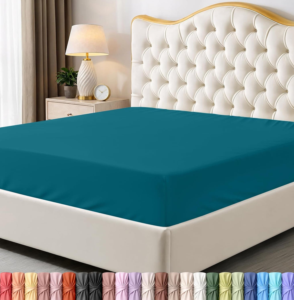 Utopia Bedding Queen Fitted Sheet - Deep Pocket Soft Microfiber - Fade Resistant & Easy Care - Denim Blue