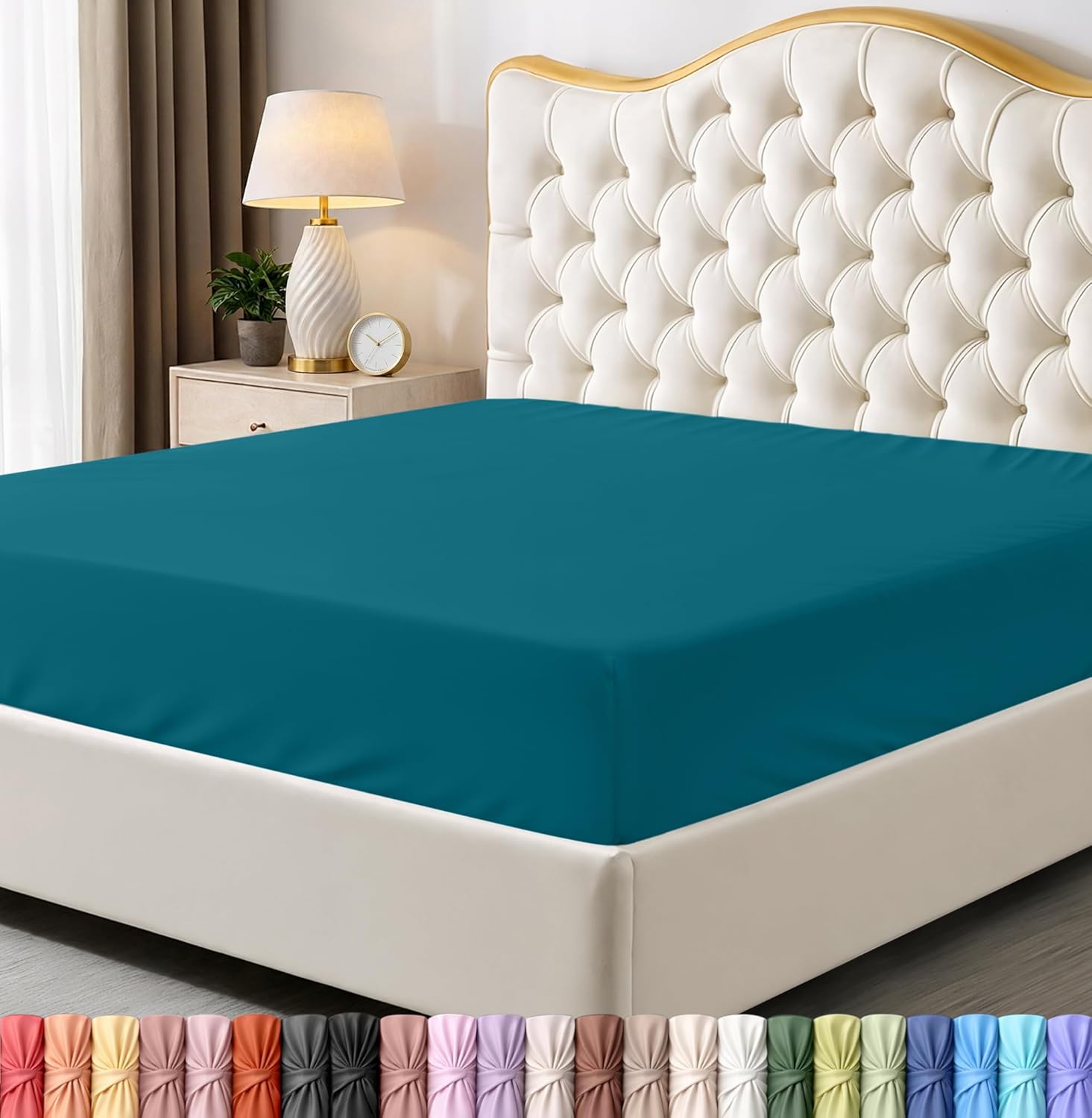 Utopia Bedding Queen Fitted Sheet - Deep Pocket Soft Microfiber - Fade Resistant & Easy Care - Denim Blue