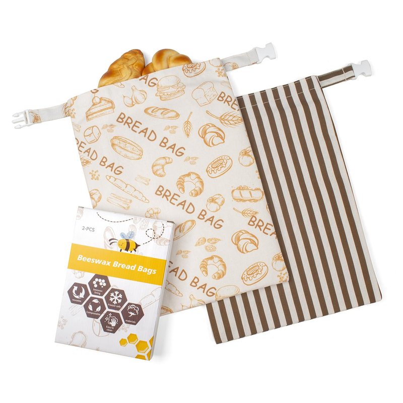 GDDAY Beeswax Bread Bags for Sourdough - Extra Large 17"×12.5", 2 Pack Reusable Organic Cotton Linen Bread Storage Bag, Keeps Bread Fresh Naturally, Eco-Friendly Homemade Bread Bag