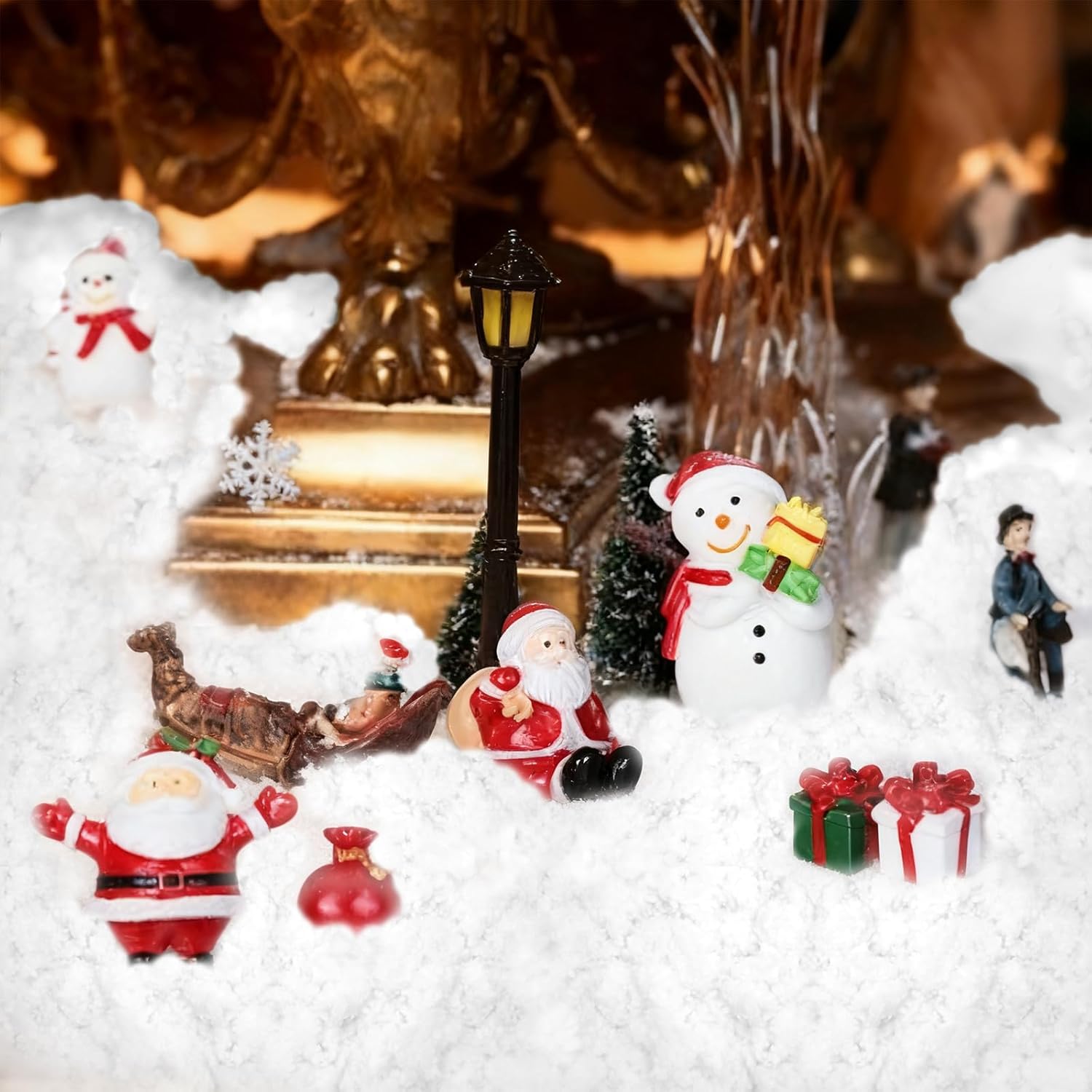 Skiennix Christmas Fake Snow Decor - Fluffy Fiber Artificial Snow Blanket for Indoor Decorations | 5.3 OZ