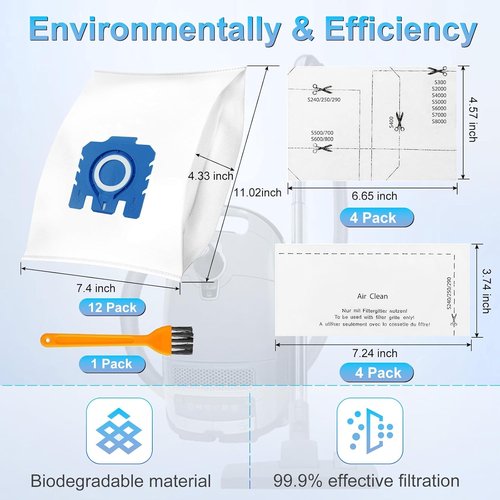 Miele 3D Airclean Dust Bags - Replacement Vacuum Cleaner Bags for Classic C1, C2, C3 Series | 10-Pack