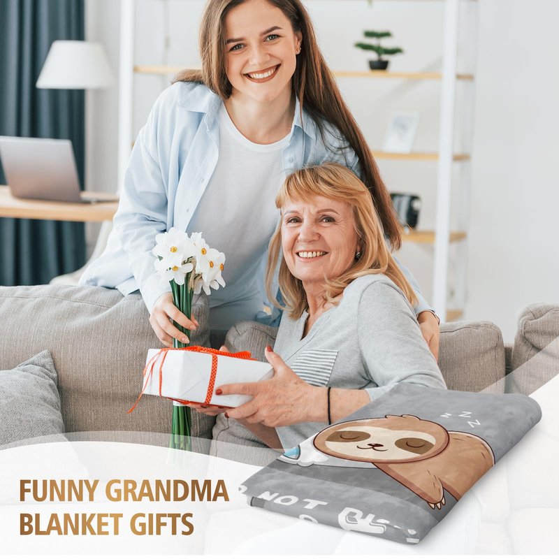 Funny Gifts for Grandma Mothers Day, Grandmas Birthday Gift from Grandkids, Grandma is Charging Sloth Blanket, Grandmas Gifts for Christmas, Soft Sloth Blanket for Grandmother 60" x 50"