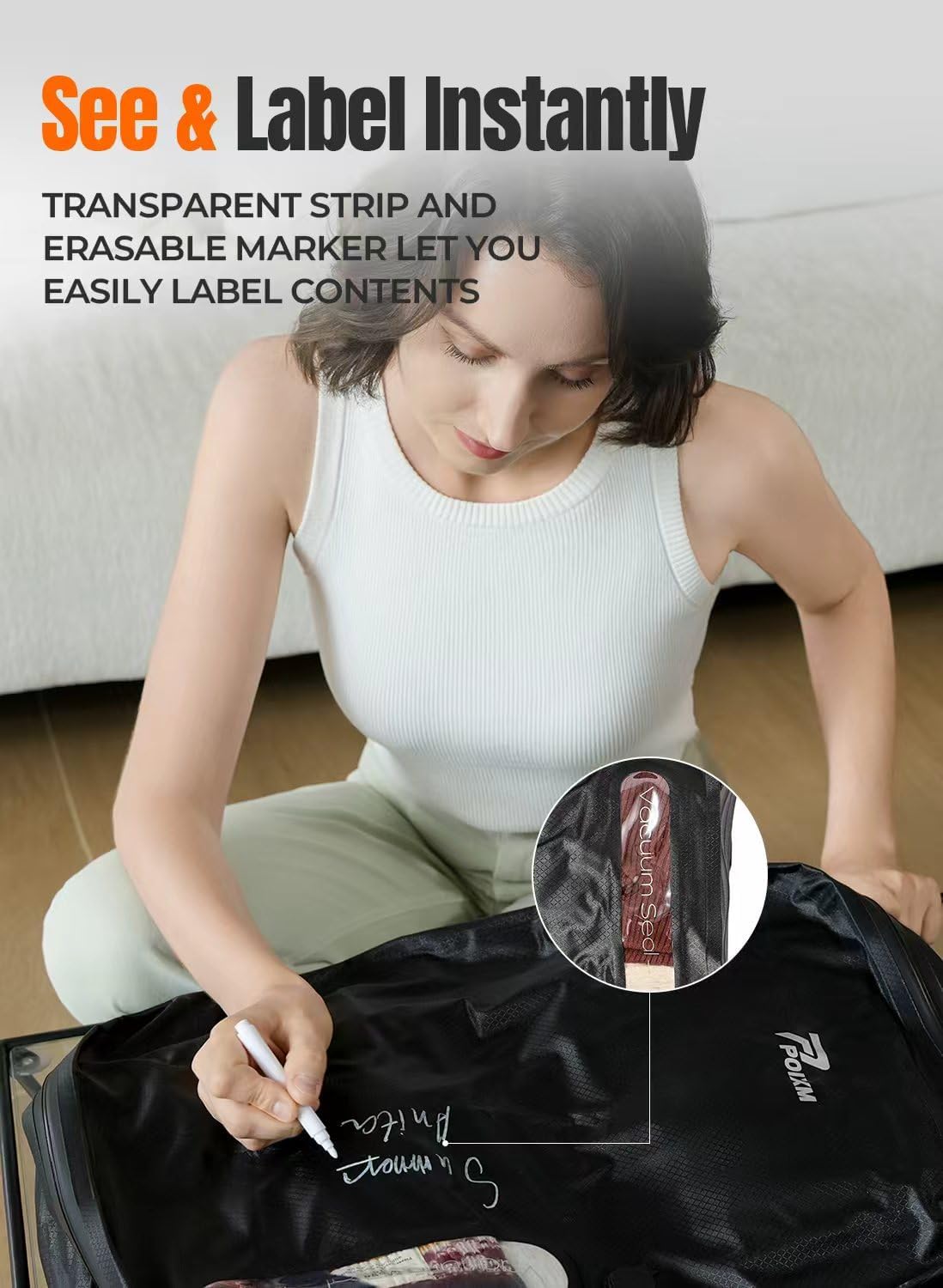 Skiennix Vacuum Bags for Travel - Wireless Pump Included, IP67 Waterproof, 3 Pack for Space Saving Storage