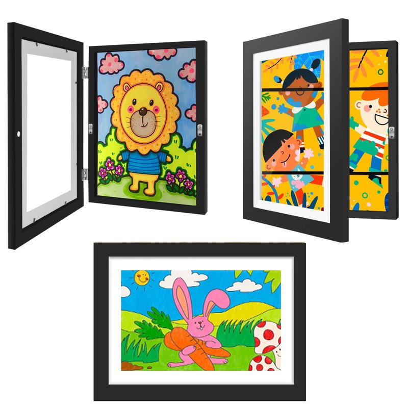 NEUERMOND 1 Pack Kids Artwork Frames 10x12.5 Inch Changeable Kids Art Frame with Front Opening for Art Display, Horizontally Vertically Wall Mount for Kids Drawing & School Projects (Wood)