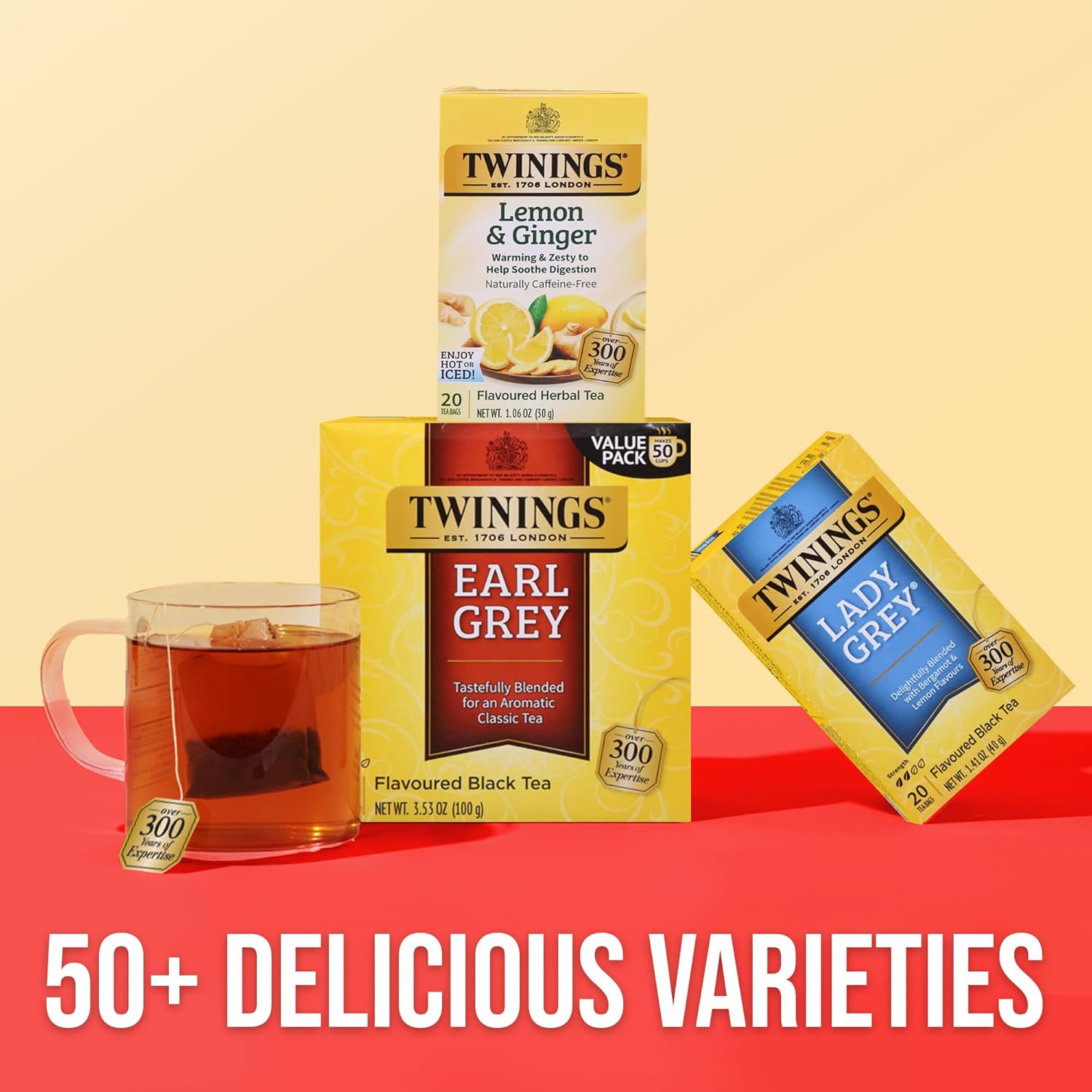 Twinings Earl Grey Black Tea - Individually Wrapped Bags, Citrus & Bergamot Flavor, 50 Count (Pack of 6)