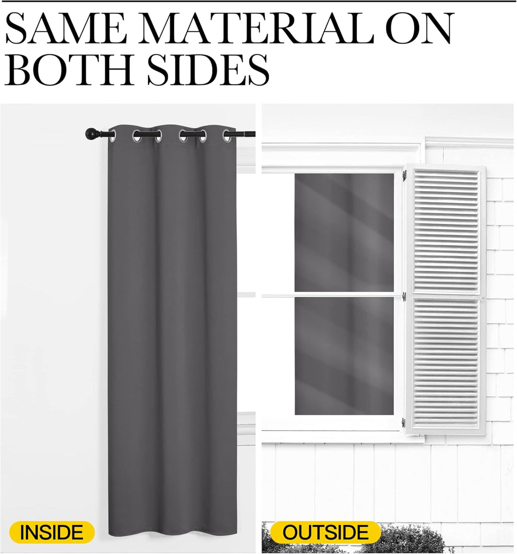 NICETOWN Blackout Curtains - Noise Reducing Thermal Insulated Drapes | 66 x 92 Inch, Gray, 2 Panels