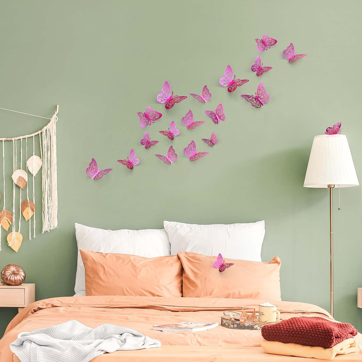 Skiennix 72 Pcs Butterfly Wall Decor - 3 Sizes & Styles for Party & Craft Decorations | Purple