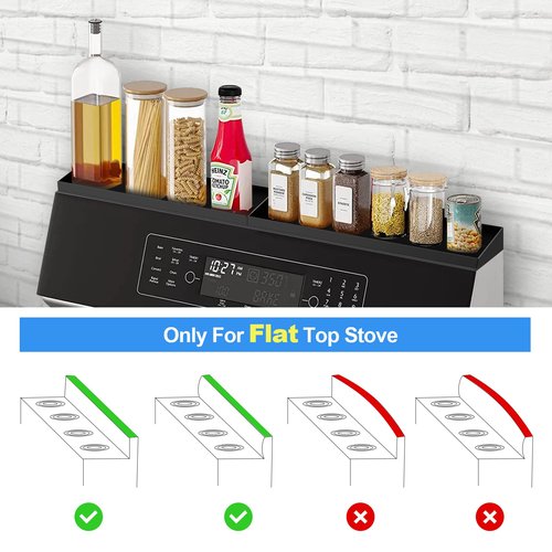 Mordx 30" Magnetic Stove Top Shelf Spice Rack,2 Pack 15" kitchen Seasoning Organizers Storage Gadgets Spice Rack Over The Stove Shelf Metal,Only For Flat Top Stove (Black)