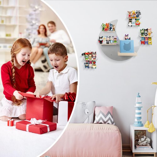Sun3drucker for Toniebox 2 and Toniebox 1 Tonie Shelf Wall Mounted Set,Tonies Figures Tonies Storage,Magnetic Wooden Floating Shelves Compatible with Tonie Box Player Character