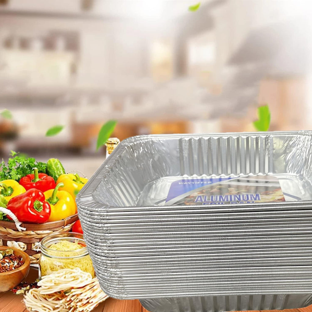 Waytiffer Aluminum Pans - 9x13 Disposable Foil Pans (10 Pack) | Extra Thick for Baking & Serving