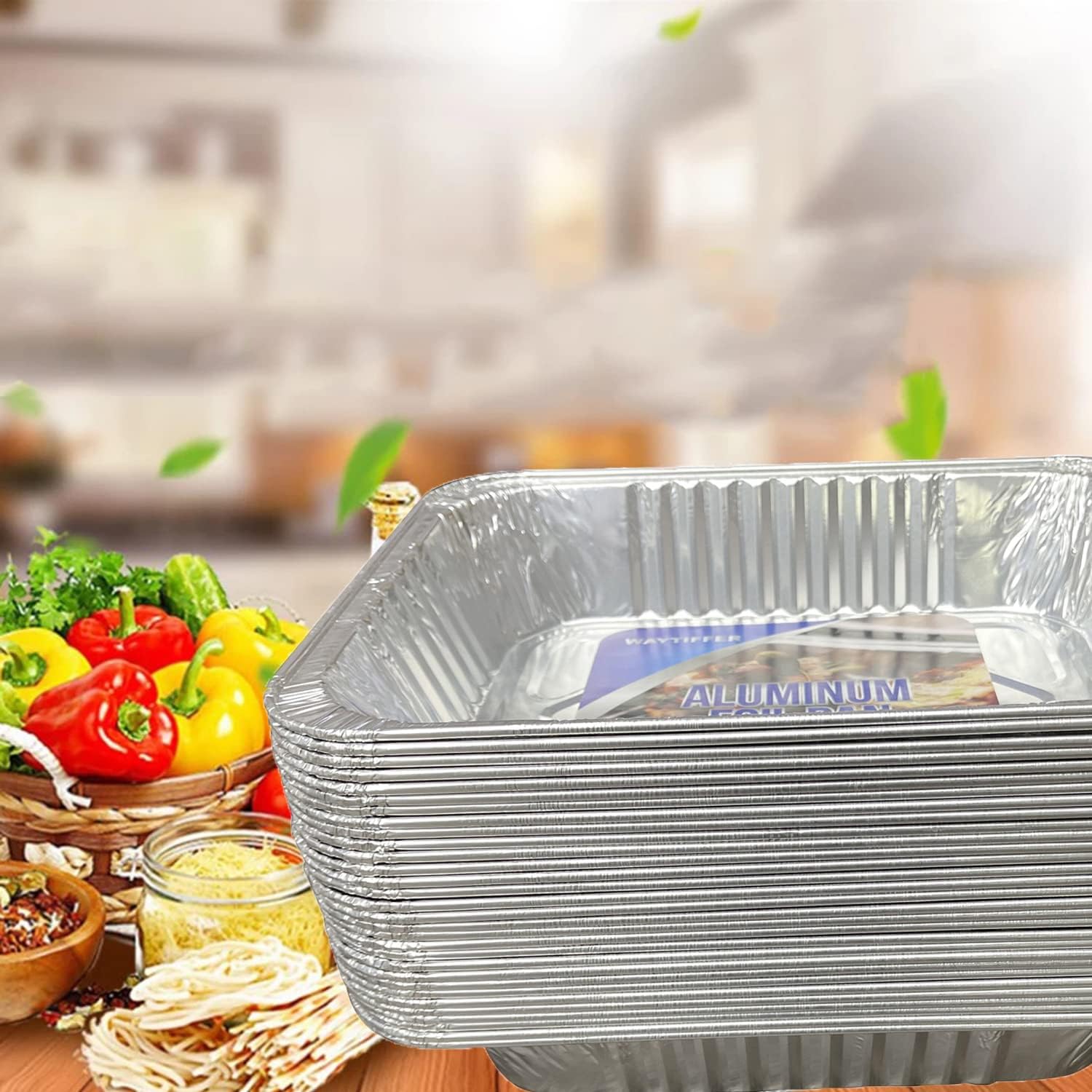 Waytiffer Aluminum Pans - 9x13 Disposable Foil Pans (10 Pack) | Extra Thick for Baking & Serving