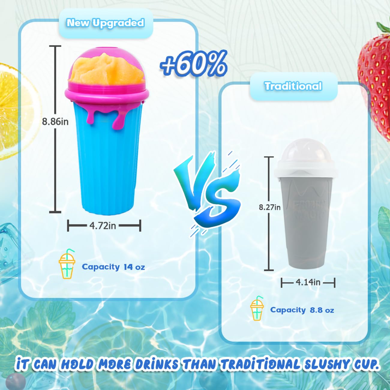 NUFR Slushie Maker, Large Capacity Magic Quick Frozen Smoothies Cup, Double Layer Squeeze Cup Slushy Maker, Homemade Milk Shake Ice Cream Maker DIY for Children and Family