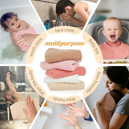 MIGIOL Muslin Burp Cloths - 100% Cotton Soft & Absorbent Baby Burp Cloths | 10x20 Inches, Unisex