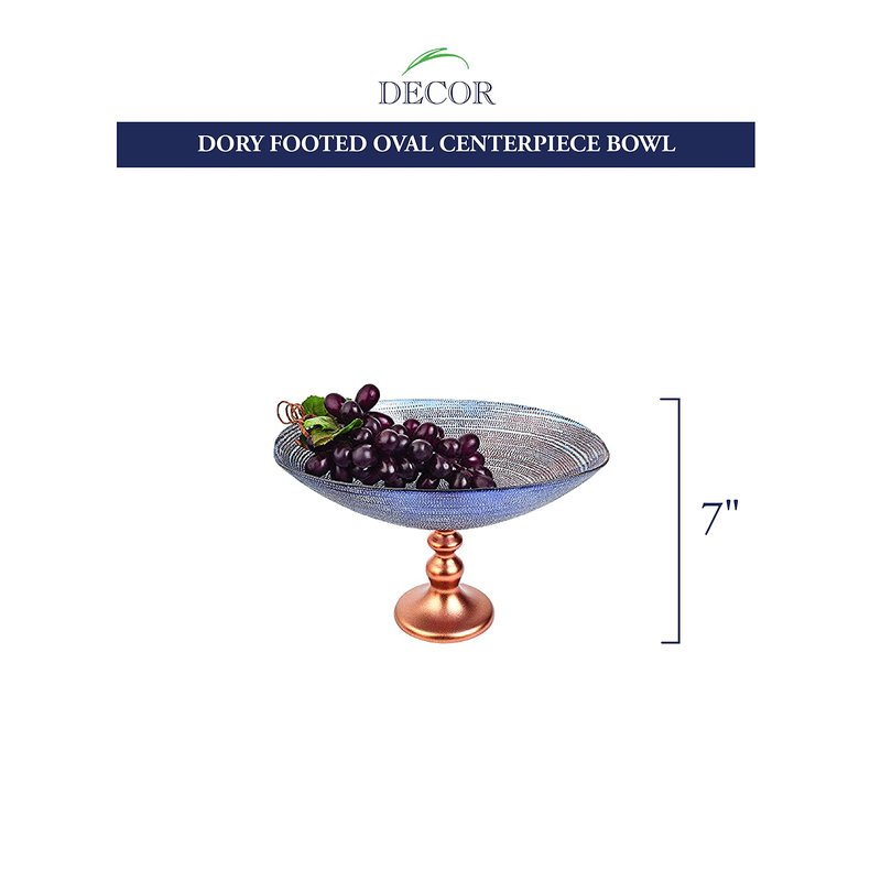Badash Dory Footed Oval Centerpiece Bowl L12 x 8 "x H7