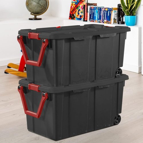 Heavy-Duty 40 Gallon Storage Bins by [Brand Name] - Durable Plastic Containers with Secure Lids | Stackable 2 Pack