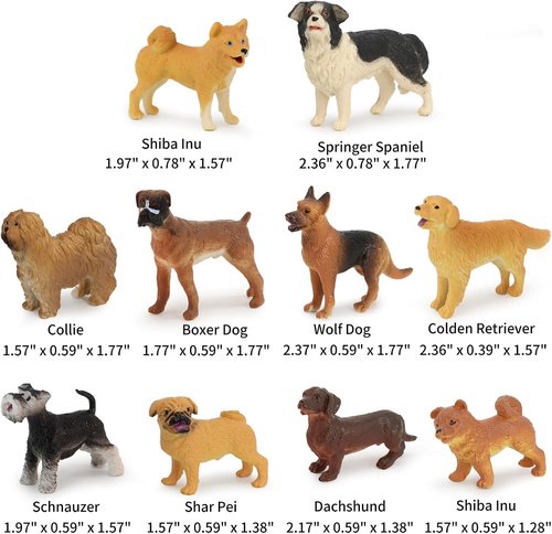 Muchfun 20Pcs Dog Toy Figurines - Fun Animal Cake Toppers for Kids' Parties