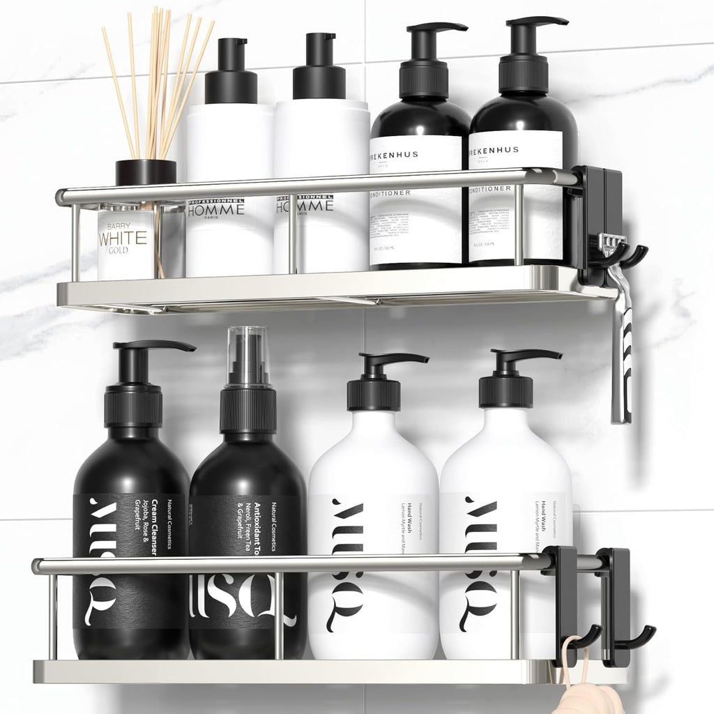 YASONIC Shower Caddy - Large Capacity Organizer with Soap Holder & 16 Hooks | 8 Pack