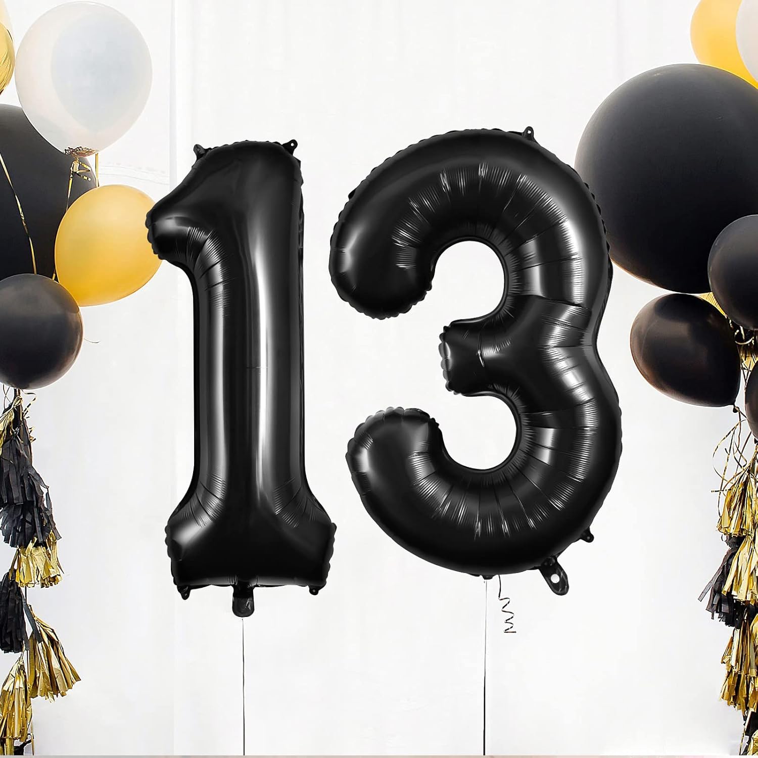 Skiennix 40-Inch Large Foil Number Balloons - 13 or 31 for Birthday & Anniversary Celebrations | Black