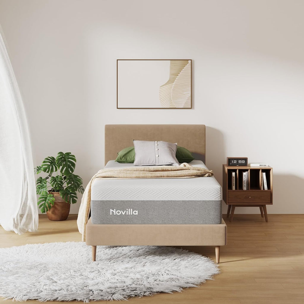 Novilla Twin Size Mattress - 12 Inch Gel Memory Foam for Cool Comfort & Pressure Relief | Medium Plush Feel