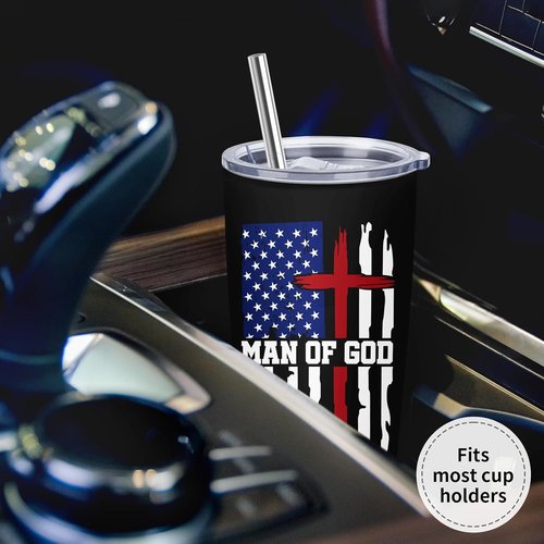 Christian Gifts for Men - Inspirational 20oz Coffee Tumbler | Bible Verse Design for Fathers Day, Christmas, Graduation