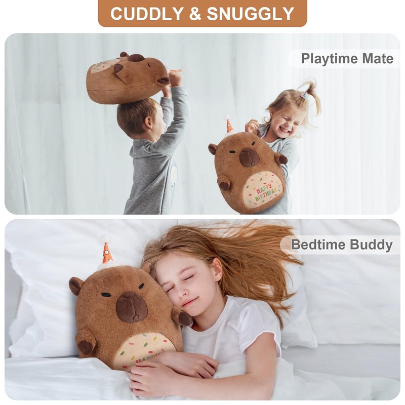 SuzziPals Capybara Stuffed Animal Pillow, Cute Plush Pillow for Cuddling, Capybara Plush Toy for Kids and Adults, Capybara Gifts