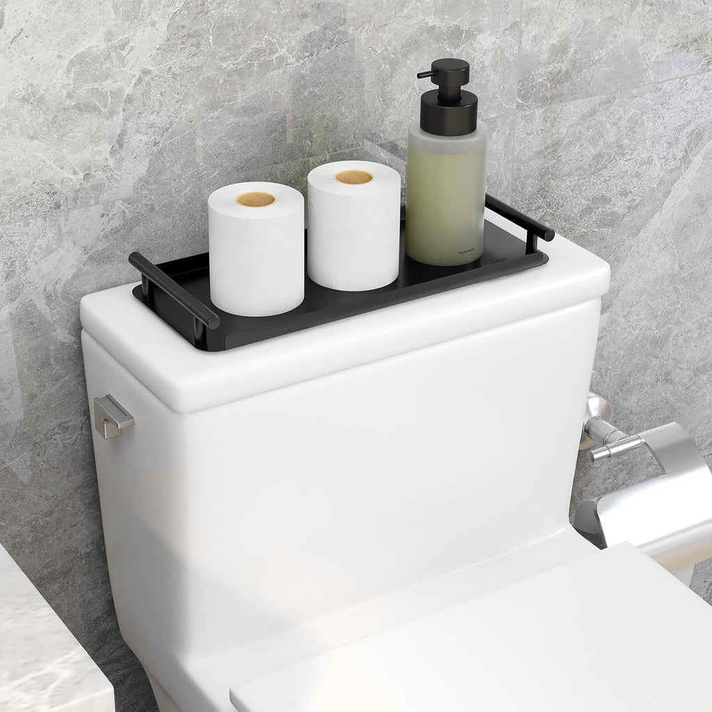 Skiennix Stainless Steel Toilet Paper Basket - Stylish Organizer with Handle for Bathroom & Kitchen (Black)