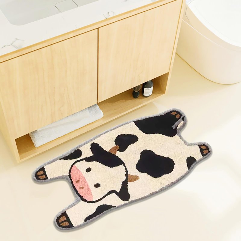 UKELER Nursery Cute Cow Shaggy Accent Bedroom Bathroom Rug, Non-Slip for Kids, 36''17''