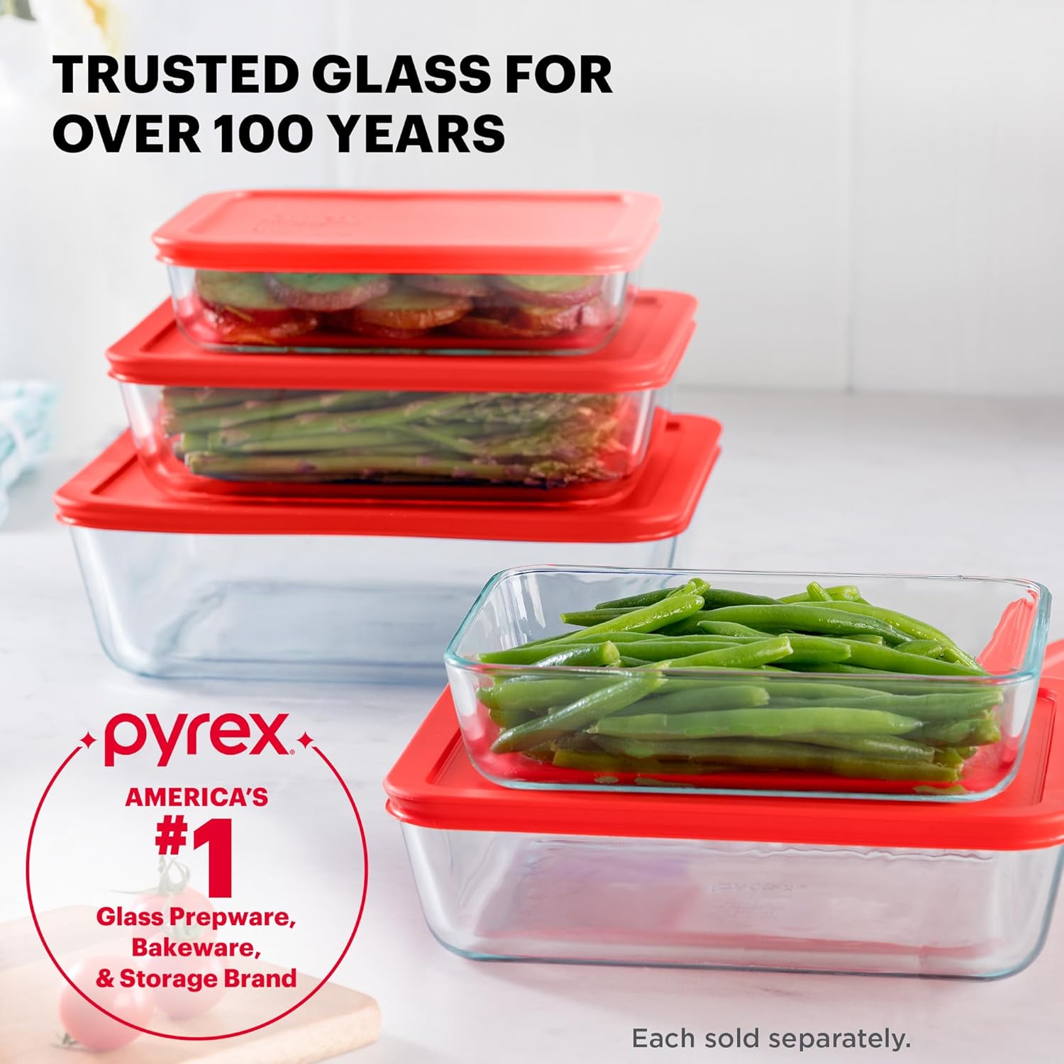 Pyrex Simply Store Glass Food Storage Container - 11 Cup | BPA-Free Lids, Microwave & Dishwasher Safe