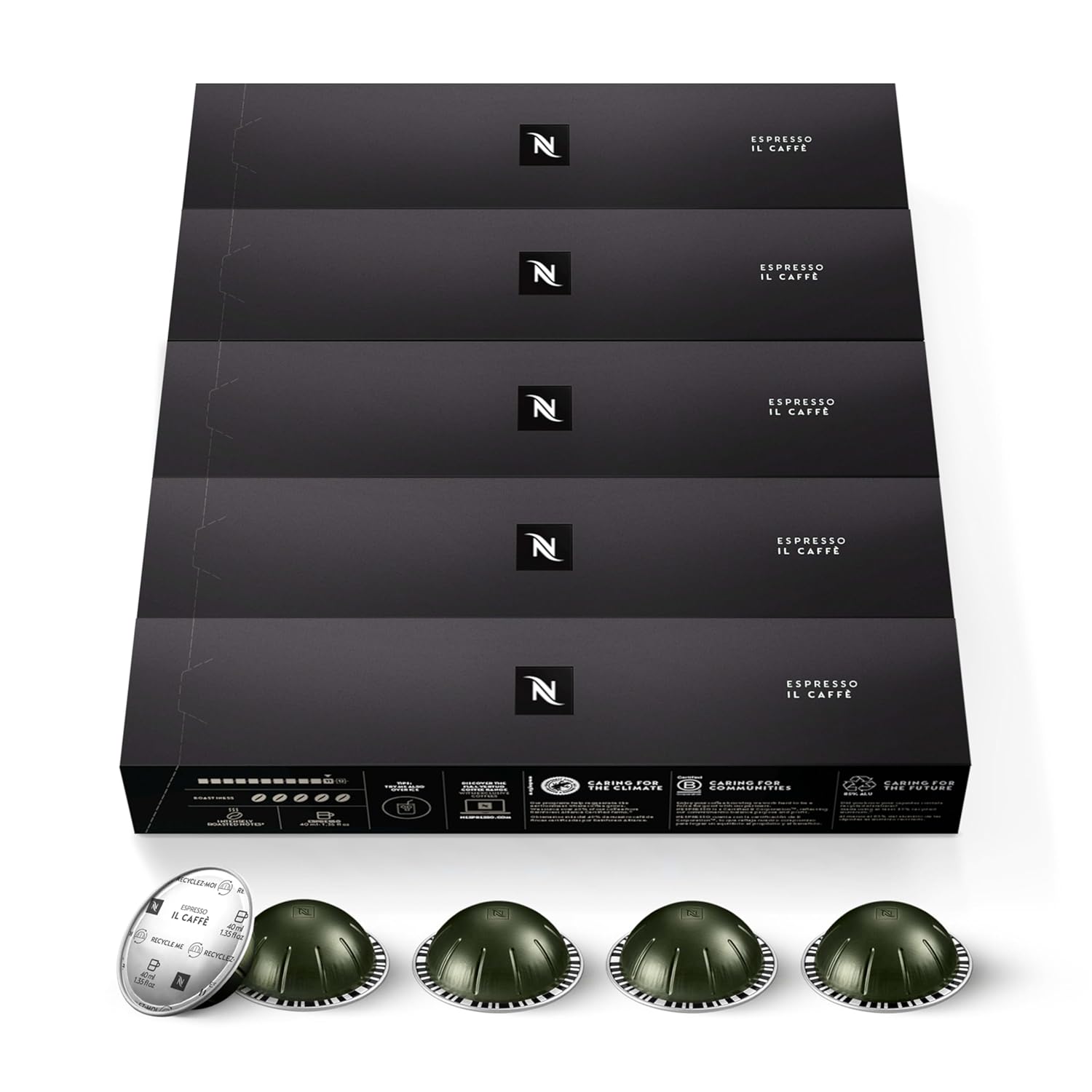 Nespresso Vertuo Espresso Capsules - Il Caffe Flavor | 50-Count Pods for 1.35 oz Brews