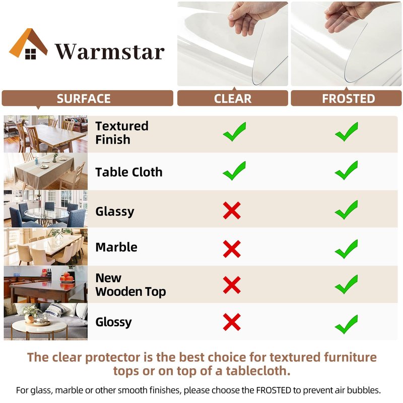 Warmstar Clear Table Protector, 2mm Thick, 25 x 63 Inch Table Cover, Desk Mat for Coffee Table, Dining Room