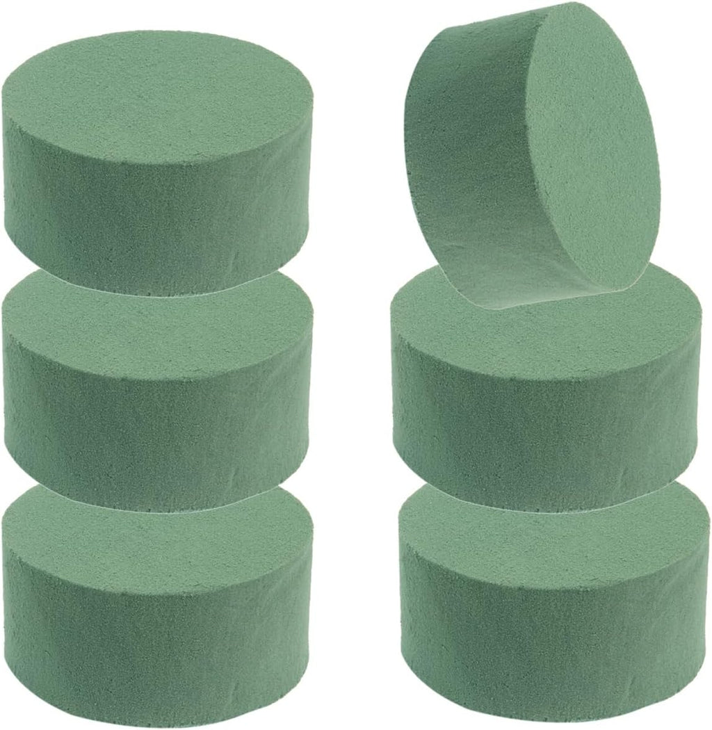 Skiennix Floral Foam - 6 Pack Round 3" Green Wet & Dry Foam for Fresh & Artificial Arrangements