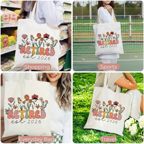 Maciebelle Retirement Gift for Women 2026 - Stylish Canvas Tote Bag for Celebrating New Beginnings