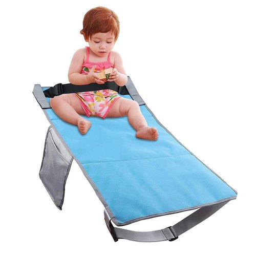 ZIZEV Childrens Airplane Bed, Nylon Airplane Seat Extender for Travel for Boys and Girls (Blue)