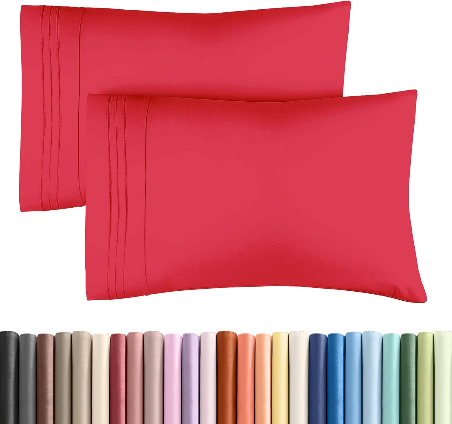 Queen Pillow Cases by Ultra Soft | Hotel Quality, Cooling & Wrinkle-Free - 2 Piece Set in Red
