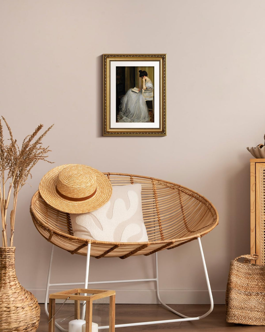 VIYYIEA Gold Framed Wall Art | Elegant Canvas Print Home Decor | White, 11x14 Inches