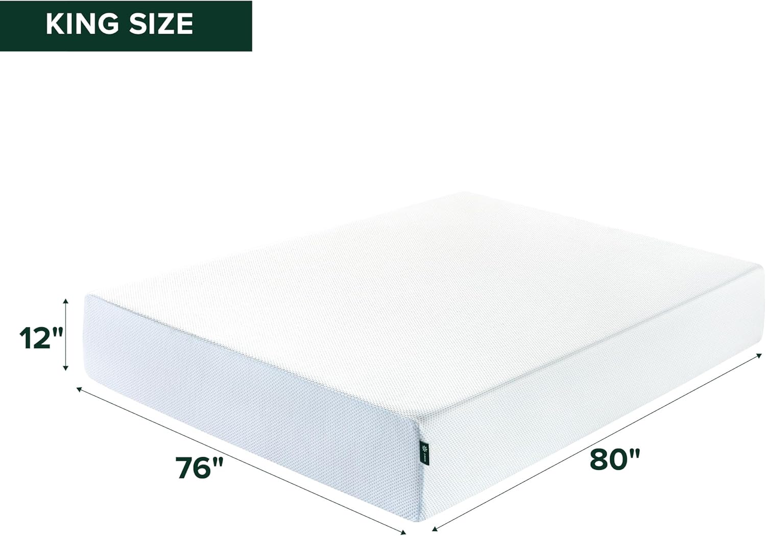 Zinus 12 Inch Green Tea Memory Foam Mattress - King Size, Cooling Gel, Medium Firm, Fiberglass Free