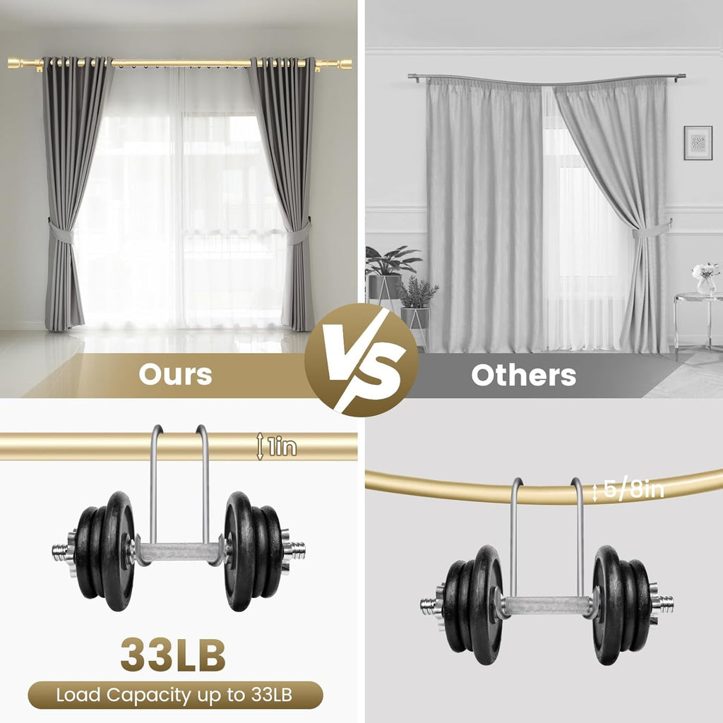 Skiennix Gold Curtain Rod - Heavy Duty Adjustable Telescopic Design | 30-60 Inch for Windows & Sliding Glass Doors