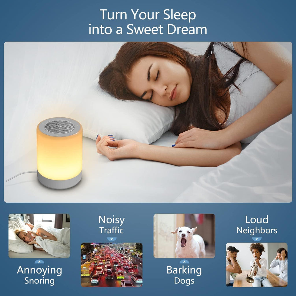 Sound Machine - White Noise Machine for Baby with Night Light & 32 Sounds | 5 Timers & Memory Feature
