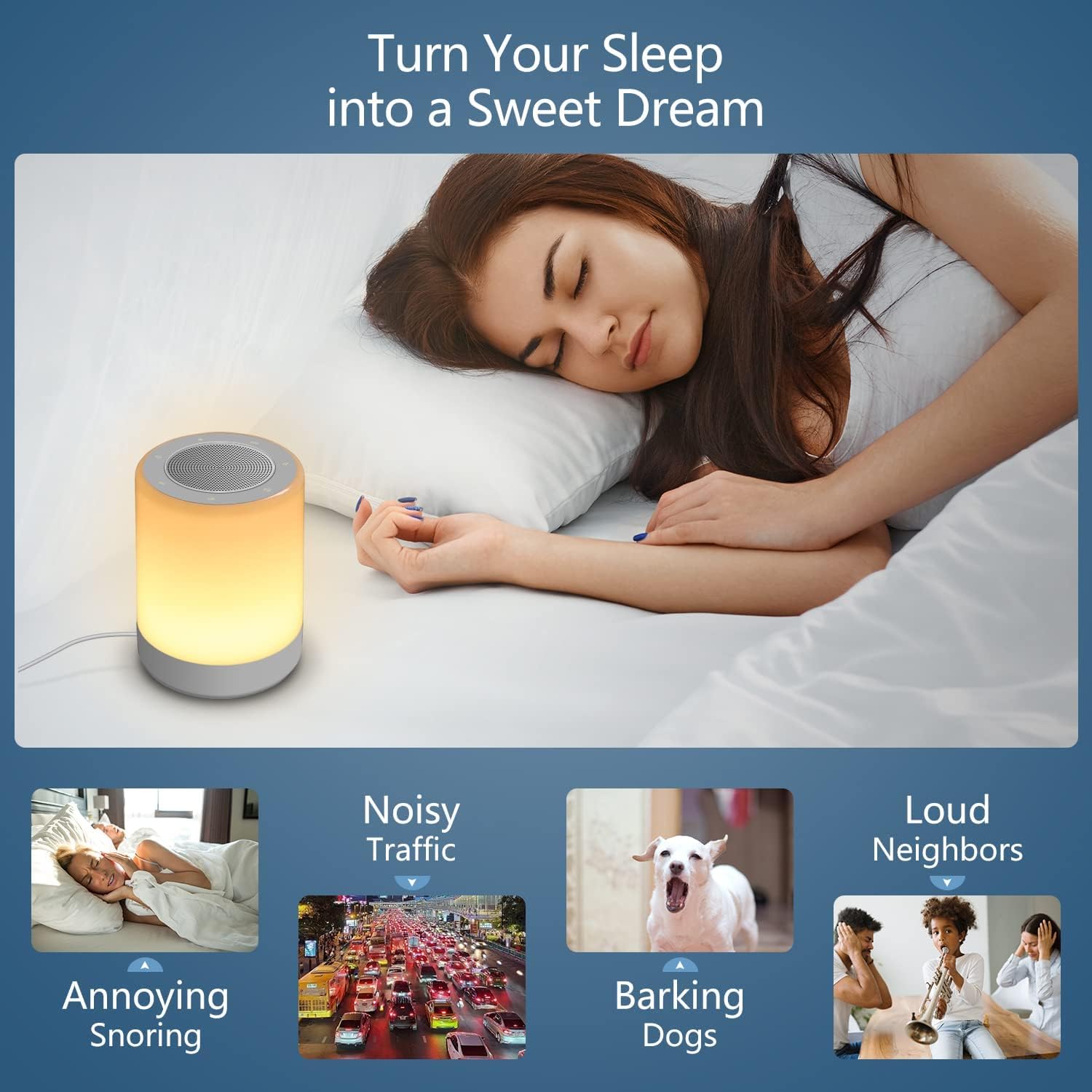 Sound Machine - White Noise Machine for Baby with Night Light & 32 Sounds | 5 Timers & Memory Feature