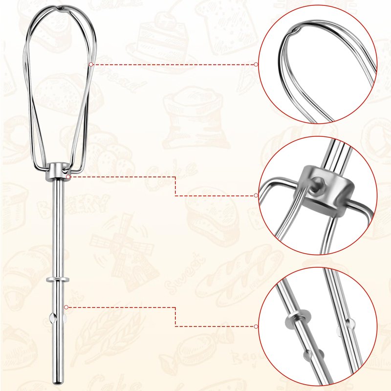 W10490648 Hand Mixer Turbo Beaters KHM2B (2 Pack) & KHMPW Stainless Steel Pro Mixer Whisk Attachment(2 Pack) Fit for Kitchen Mixer KHM Series by Fetechmate