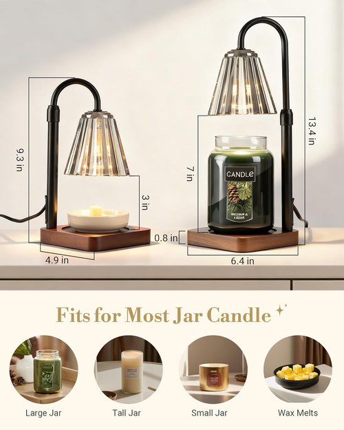 Marycele Black Candle Warmer Lamp - Adjustable Height with Timer & Dimmer | Perfect Gift for Mom & Sister