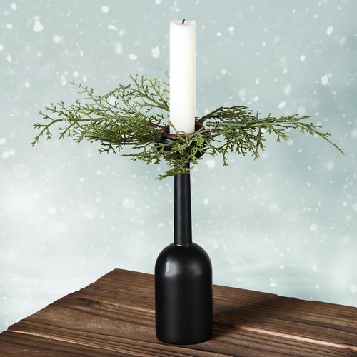 Canlierr Christmas Pine Taper Candle Rings - 12 Pack Mini Pine Holders for Holiday Decor | 1.38 Inch
