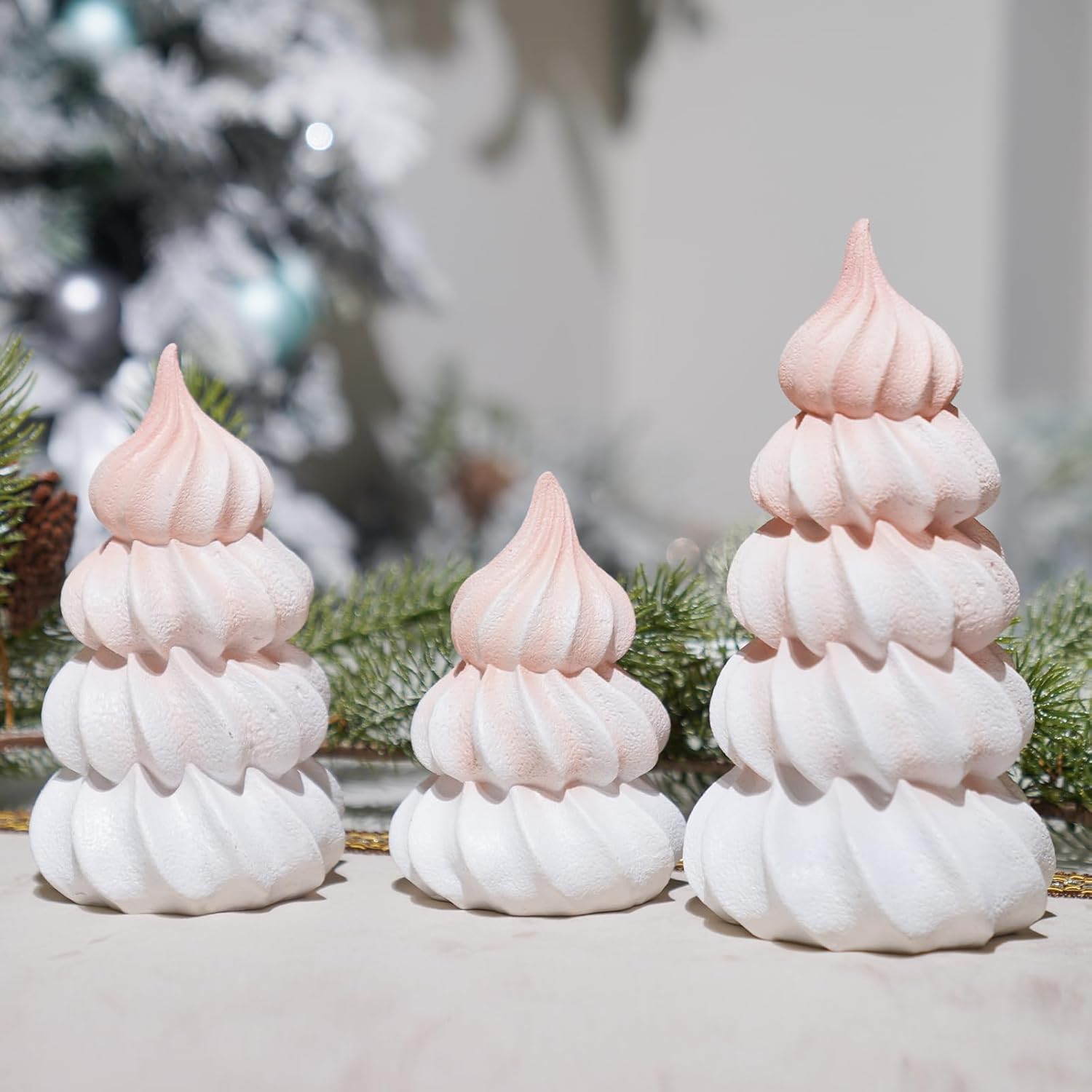 Regine Switzerland Christmas Decorations - Resin Fantasy Meringue Tree Ornaments | 10" x 10" x 17" for Home Decor