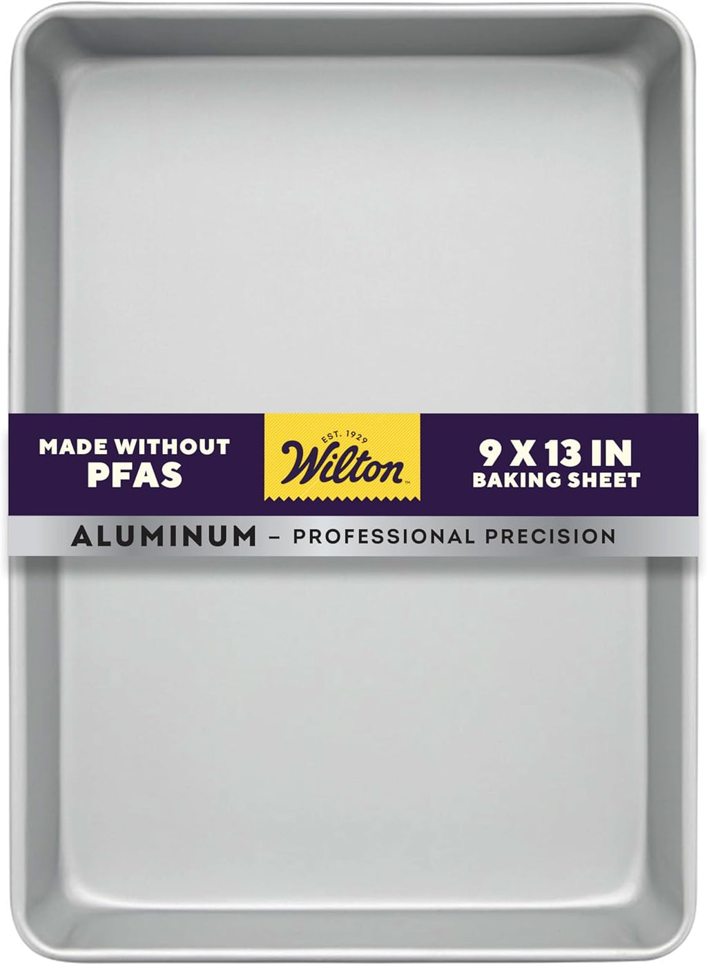 Wilton Aluminum 9x13 Inch Rectangular Sheet Pan - Natural Anodized Aluminum Bakeware for Even Heating