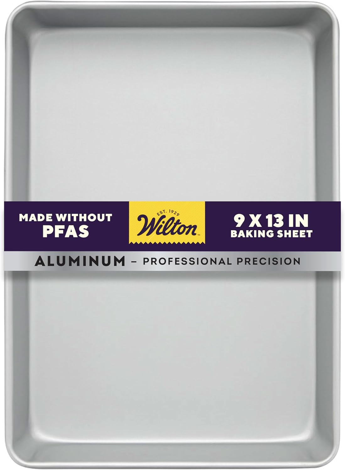 Wilton Aluminum 9x13 Inch Rectangular Sheet Pan - Natural Anodized Aluminum Bakeware for Even Heating