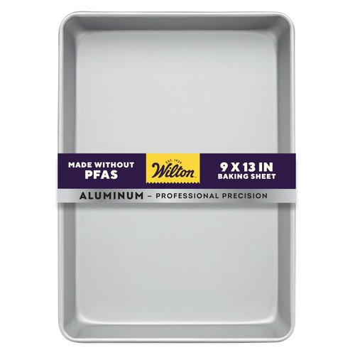 Wilton Aluminum 9x13 Inch Rectangular Sheet Pan, Made With Natural Anodized Aluminum, Made Without PFAS, Bakeware Optimal For Even Heating